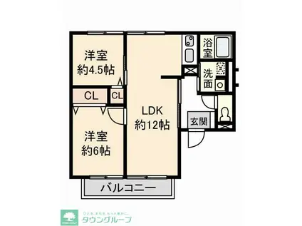 KNタウンコート(2LDK/2階)の間取り写真