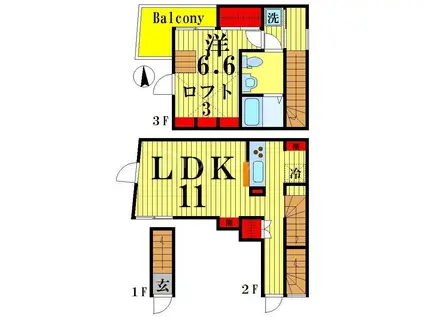 CACHETTE(1LDK/1階)の間取り写真
