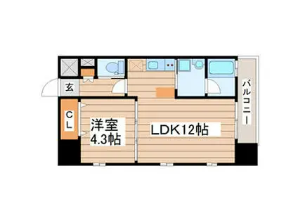 ヴィアーレ木ノ下二丁目(1LDK/3階)の間取り写真