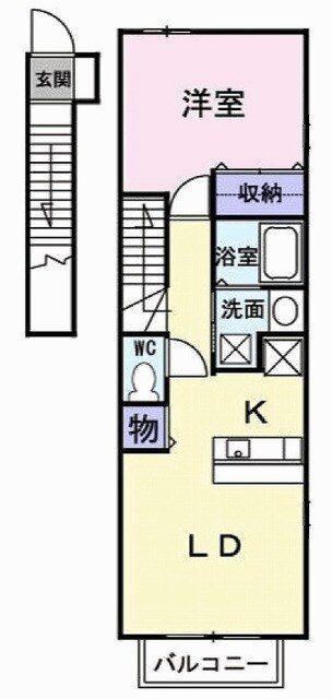 ラ・カーサ・ミーア(1LDK/2階)の間取り写真