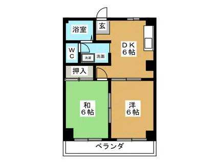 ファミールヒビノ(2DK/2階)の間取り写真