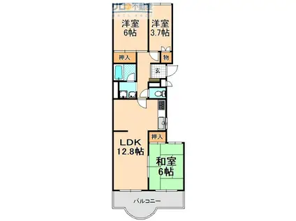 コスモハイツ瑞ケ丘A棟 306号(3LDK/3階)の間取り写真