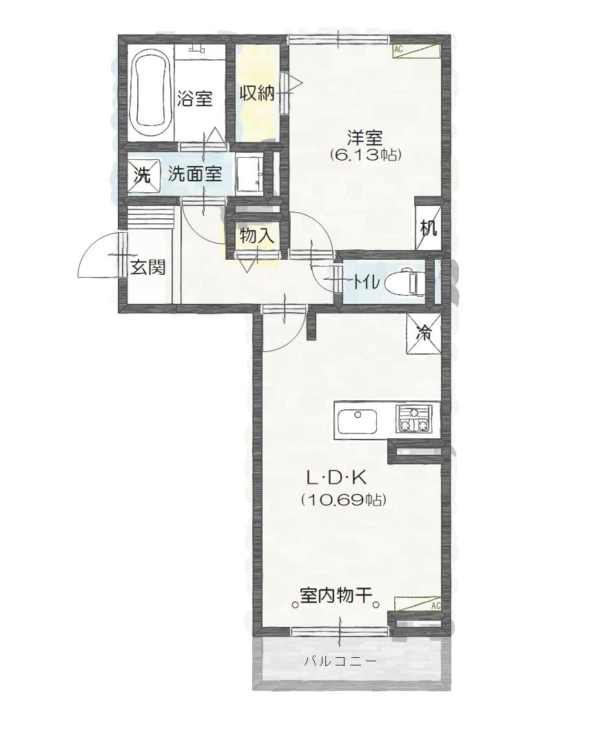 ノアエスト(1LDK/1階)の間取り写真