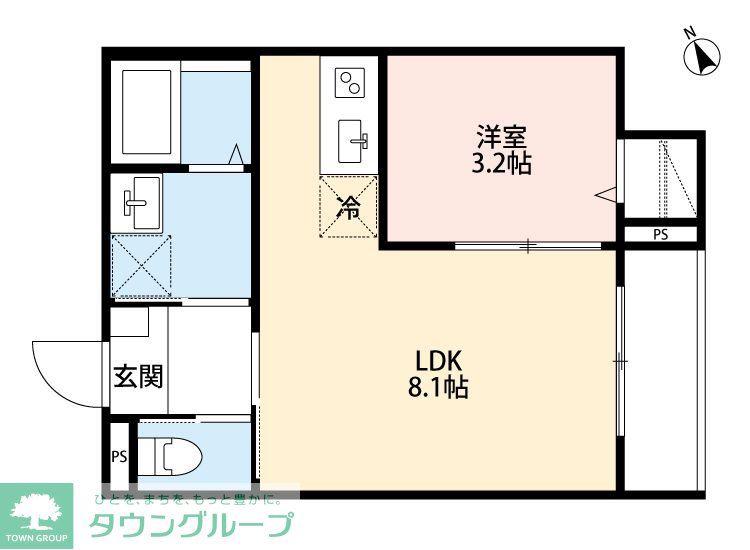 グランデール春日部(1LDK/3階)の間取り写真