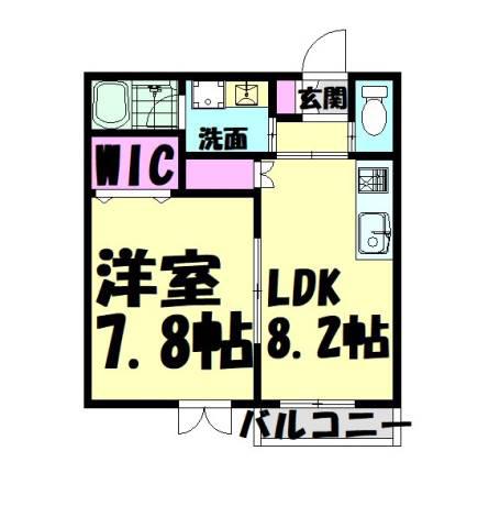 森のハイツ(1LDK/1階)の間取り写真