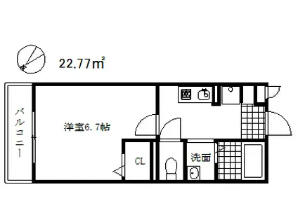 セジュール西代1 A棟(1K/2階)の間取り写真