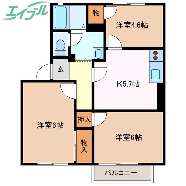 コーポラスたなか A棟(3K/1階)の間取り写真
