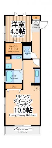 ヴィヴァーチェ川崎(1LDK/2階)の間取り写真