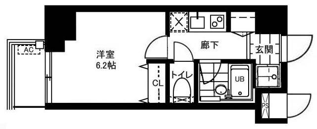 レジディア文京本郷II(1K/6階)の間取り写真