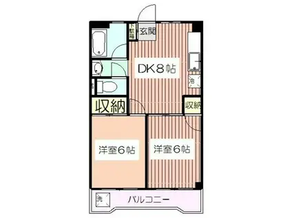 木口マンション(2DK/2階)の間取り写真