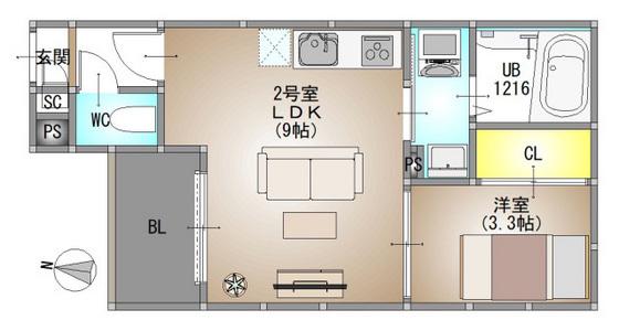 REGALEST 法界院 REGALEST 北方4(1LDK/2階)の間取り写真