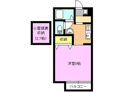 カーザ・ペケーナB(1K/2階)の間取り写真