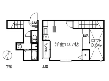 ティエラ大橋(ワンルーム/2階)の間取り写真
