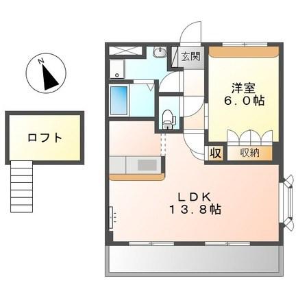 コーポサカシタA棟(1LDK/2階)の間取り写真