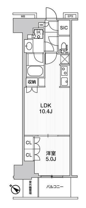 WORVE横浜伊勢佐木町(1LDK/9階)の間取り写真