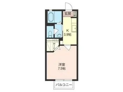 セレナ東海岸北II(1K/2階)の間取り写真