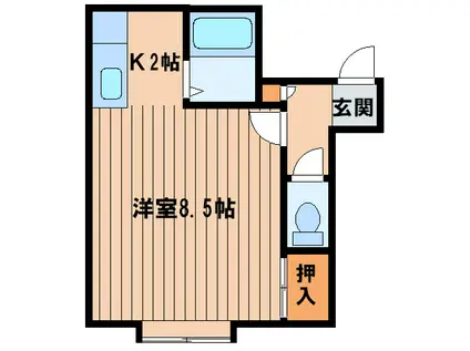 パステル北郷(1K/2階)の間取り写真