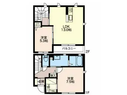 光都なかまち(2LDK/1階)の間取り写真