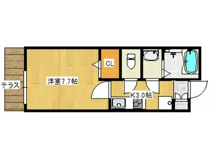 ラス・パルマス浜三條(1K/1階)の間取り写真