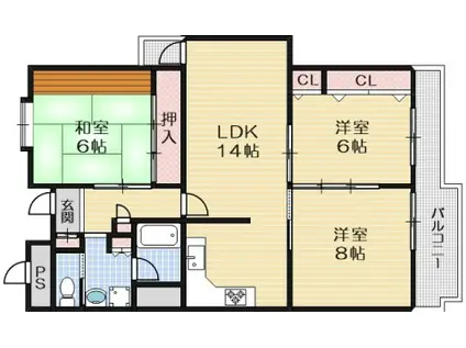 ベラディール1(3LDK/2階)の間取り写真