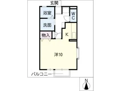 プレリュード(1K/2階)の間取り写真