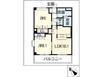 ロジュマン I(2LDK/2階)の間取り写真