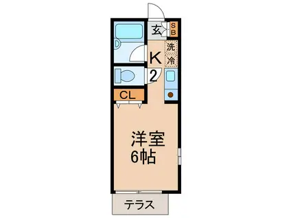 VOGA保土ヶ谷(1K/1階)の間取り写真