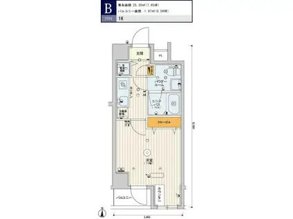 スカイコート文京江戸川橋(1K/3階)の間取り写真