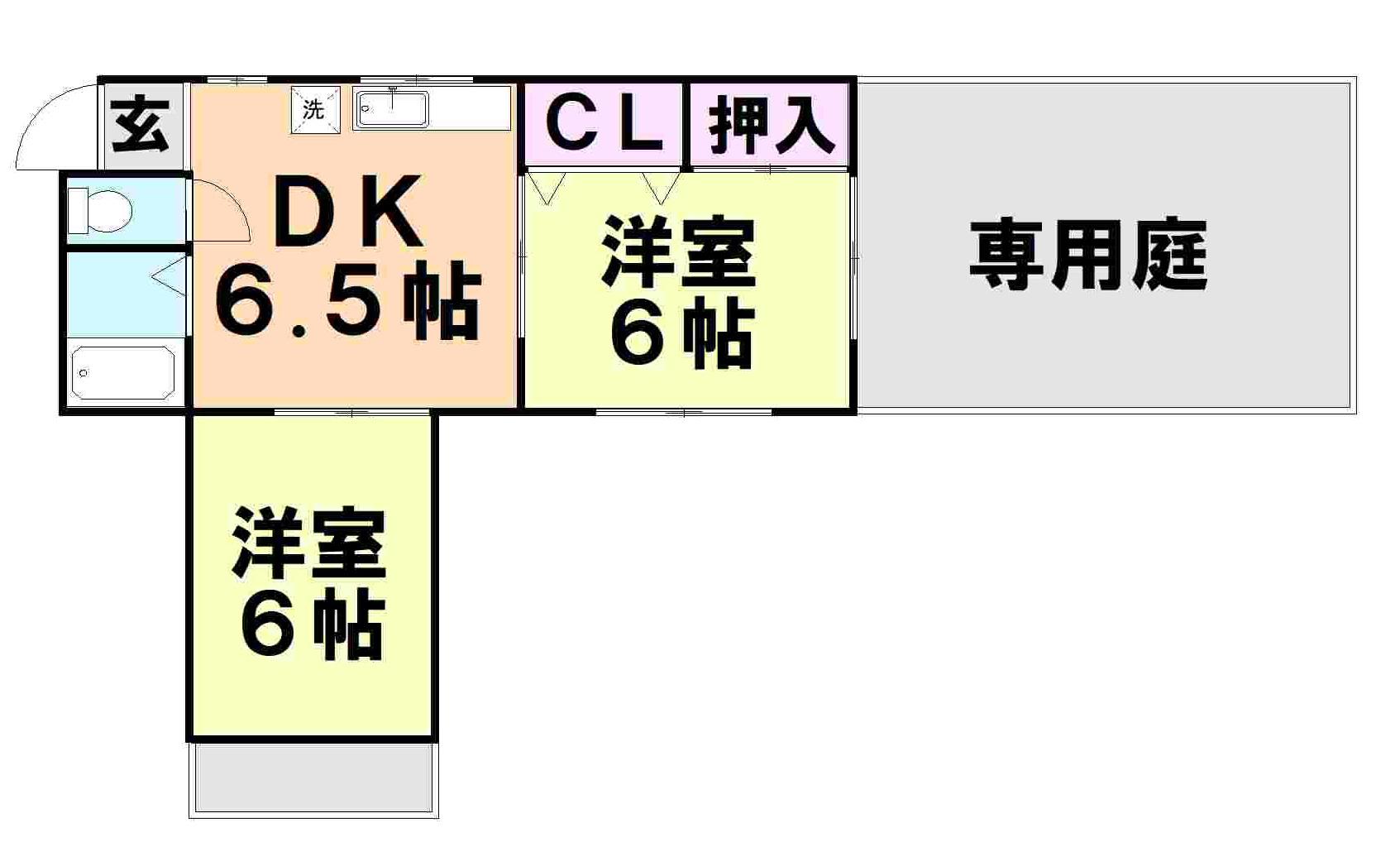 ハイツ御手洗(2DK/1階)の間取り写真