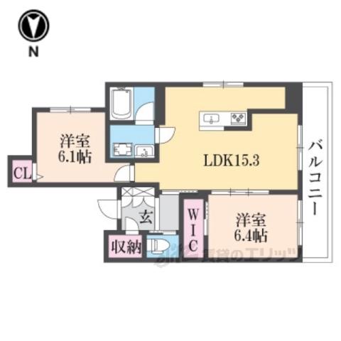 シャーメゾン祠西洞院二条(2LDK/2階)の間取り写真