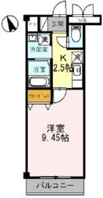 グランシャリオ(1K/2階)の間取り写真