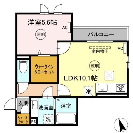 アパッショナート東浜(1LDK/1階)の間取り写真