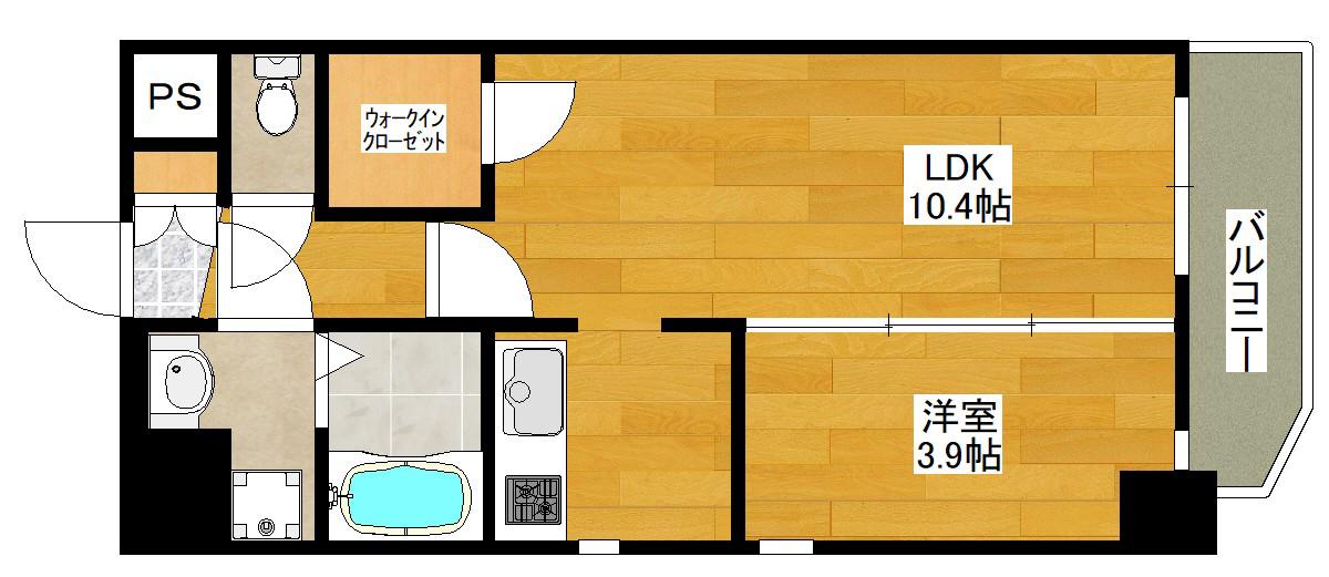 プロスパー豊中南(1LDK/10階)の間取り写真
