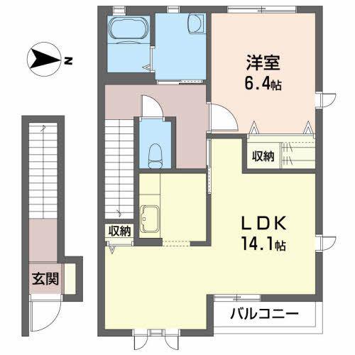 シャーメゾン中里(1LDK/2階)の間取り写真