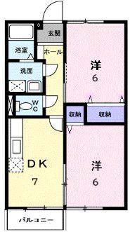 エヴァーグリーン上田(2DK/2階)の間取り写真