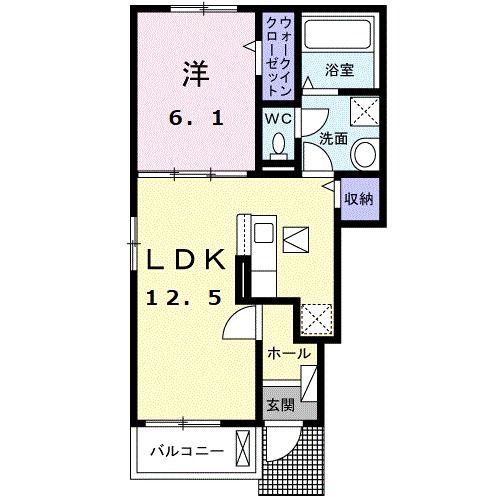 ペイサージュNKII(1LDK/1階)の間取り写真
