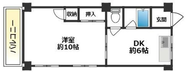 大辰マンション(1DK/4階)の間取り写真