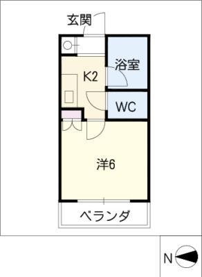 ハイツ江西(1K/3階)の間取り写真