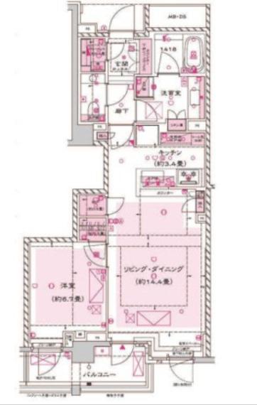 ザ・パークハウス西麻布霞町(1LDK/2階)の間取り写真