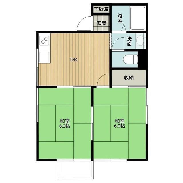 イワタニハイツ(2DK/2階)の間取り写真