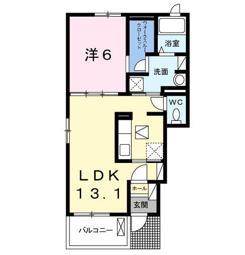 ダグラスポートIII(1LDK/1階)の間取り写真
