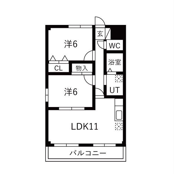 滝の水パークハイツIII(2LDK/2階)の間取り写真