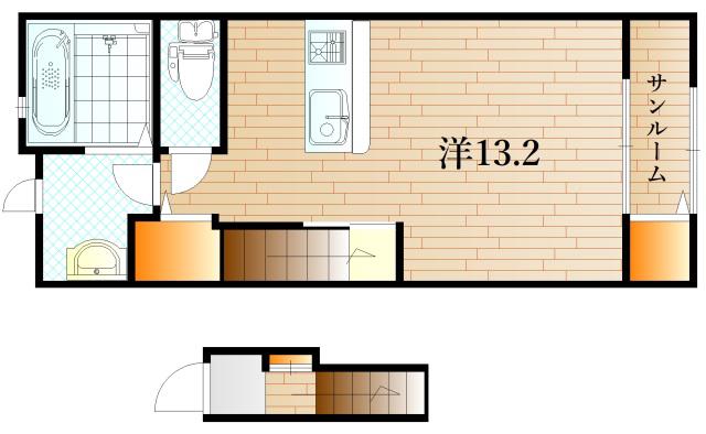 エクセラン(ワンルーム/2階)の間取り写真