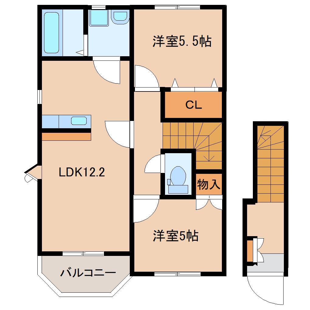 トレステーラUSA B(2LDK/2階)の間取り写真