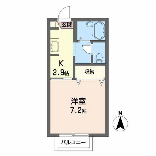 シャーメゾン矢巾 D(1K/2階)の間取り写真