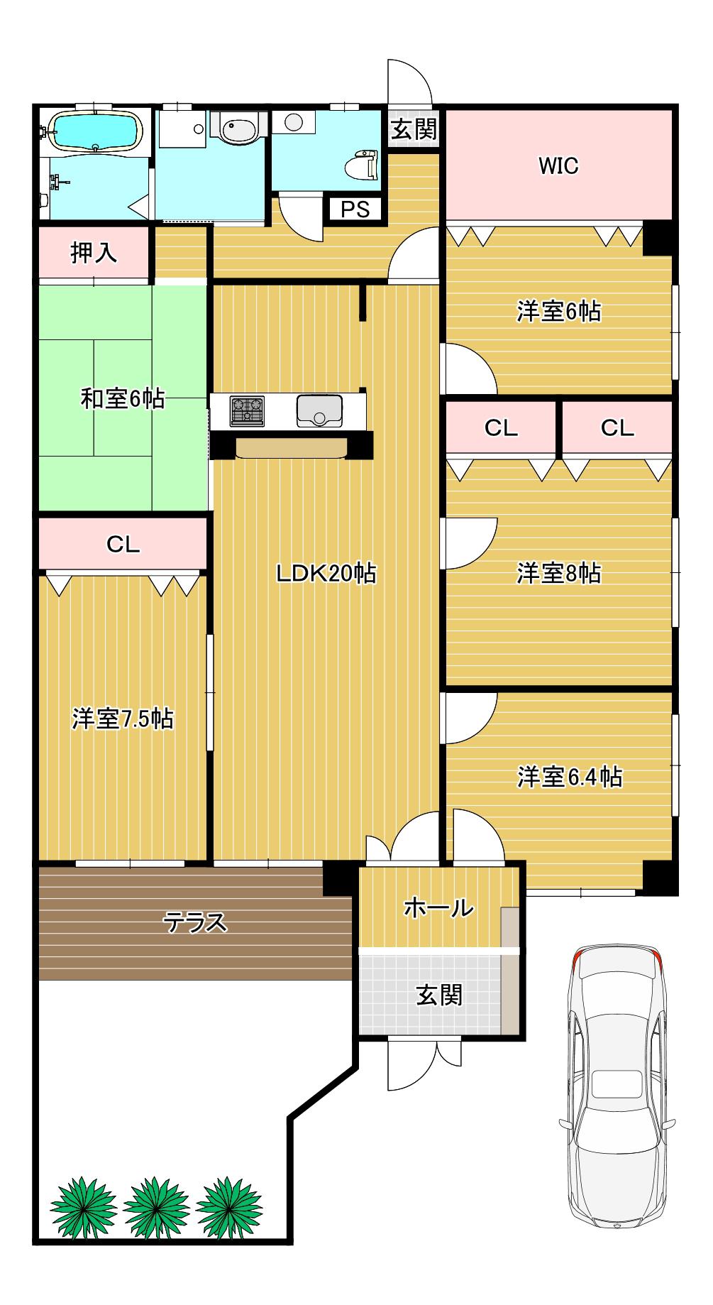 ホワイトロートス(5LDK/1階)の間取り写真