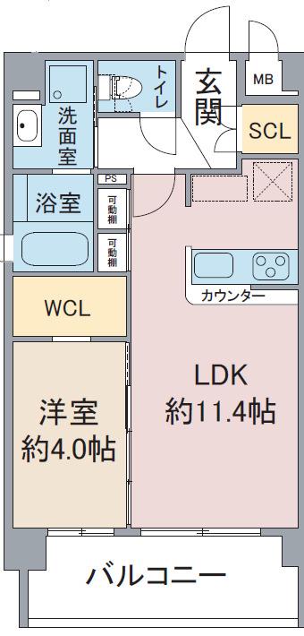 グレイスヒル上社(1LDK/2階)の間取り写真
