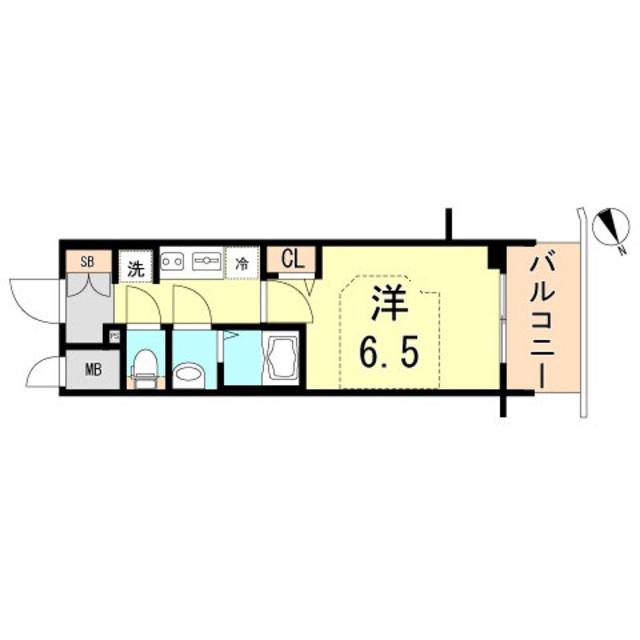 プレサンス THE神戸(1K/5階)の間取り写真