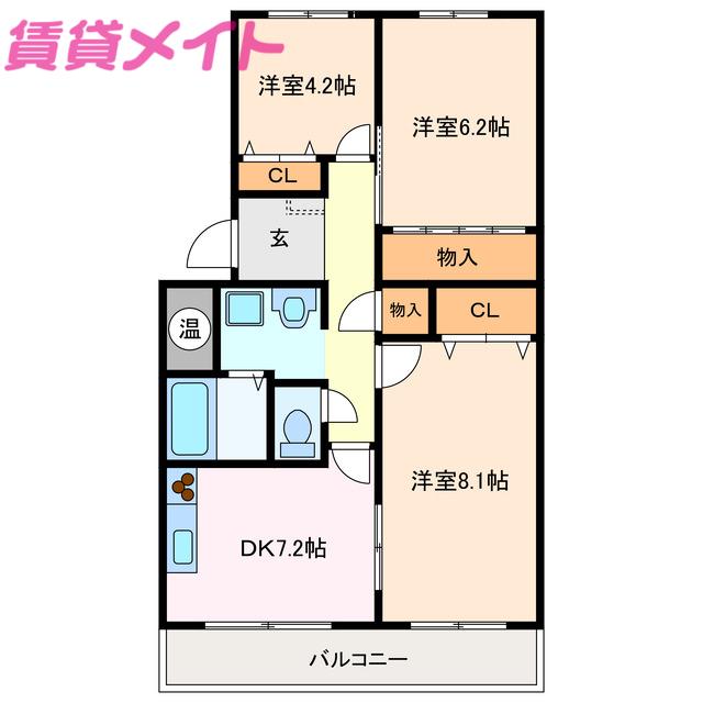 フィオーレ マキ(3DK/4階)の間取り写真