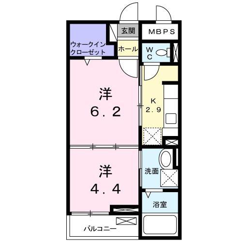 アビタシオン高井(2K/2階)の間取り写真